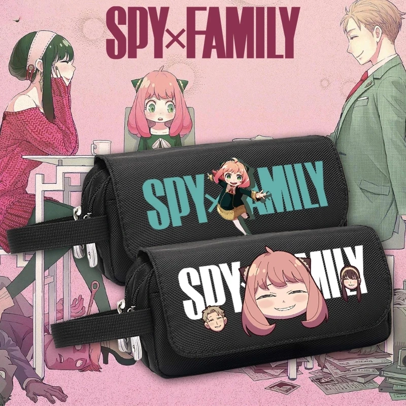 Estuche de lápices de Anime SPY X FAMILY Anya Yor Forger para estudiantes, bolsa de bolígrafos con cremallera, caja de papelería escolar, regalos de almacenamiento