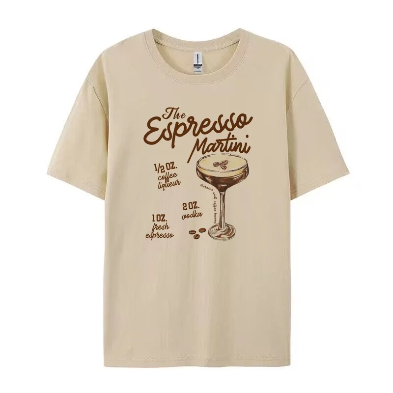 Espresso Martini Recipe Women Vintage T-Shirts Retro Alcohol Drink Tshirts Cute Loose Cocktail Lover T Shirt Unisex Clothes Gift