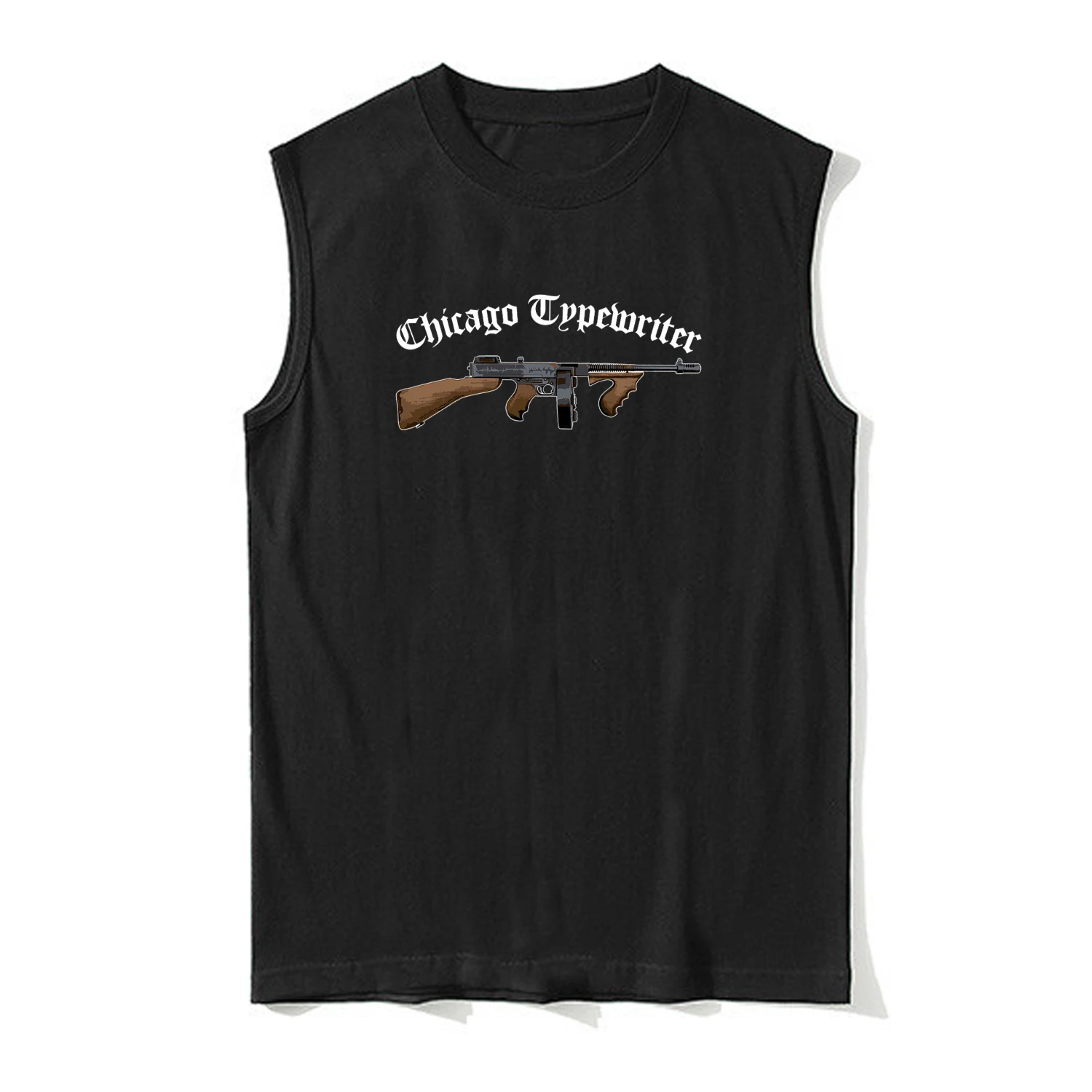 Chicago Typewriter Gangster M1 Thompson Submachine Gun Tank Top New 100% Cotton O-Neck Casual Vest Mens Sleeveless T-shirt