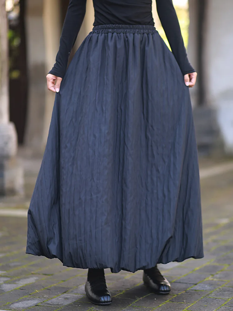 Tiyihailey Damen-Maxirock in A-Linie mit Taschen, elastischer Taille, schwarz, weiß, lang, Maxi-Herbst-Winter-Fleece, 2025, neu