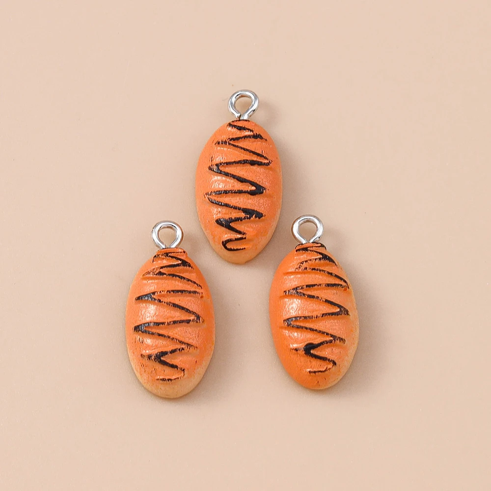 Leslie 10 Stück süße Waffel-Croissant-Ei-Törtchen-Baguette-Brot-Charms-Anhänger für Ohrringe, Armbänder, Halsketten, Schmuckherstellung, DIY – Detail 5
