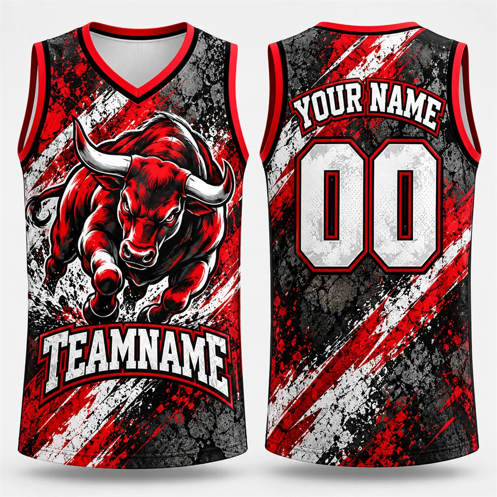 Wolf Basketball Jersey Custom Name and Number for Men 3D Print Fierce Animal Graphic V Neck Sleeveless Vest Streetwear