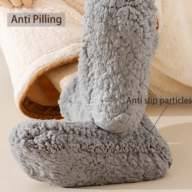 Calzini in pile spesso TRALOW - Pavimenti invernali super caldi e antiscivolo Fodera morbida in peluche Calzini per la casa adatti per la stagione fredda