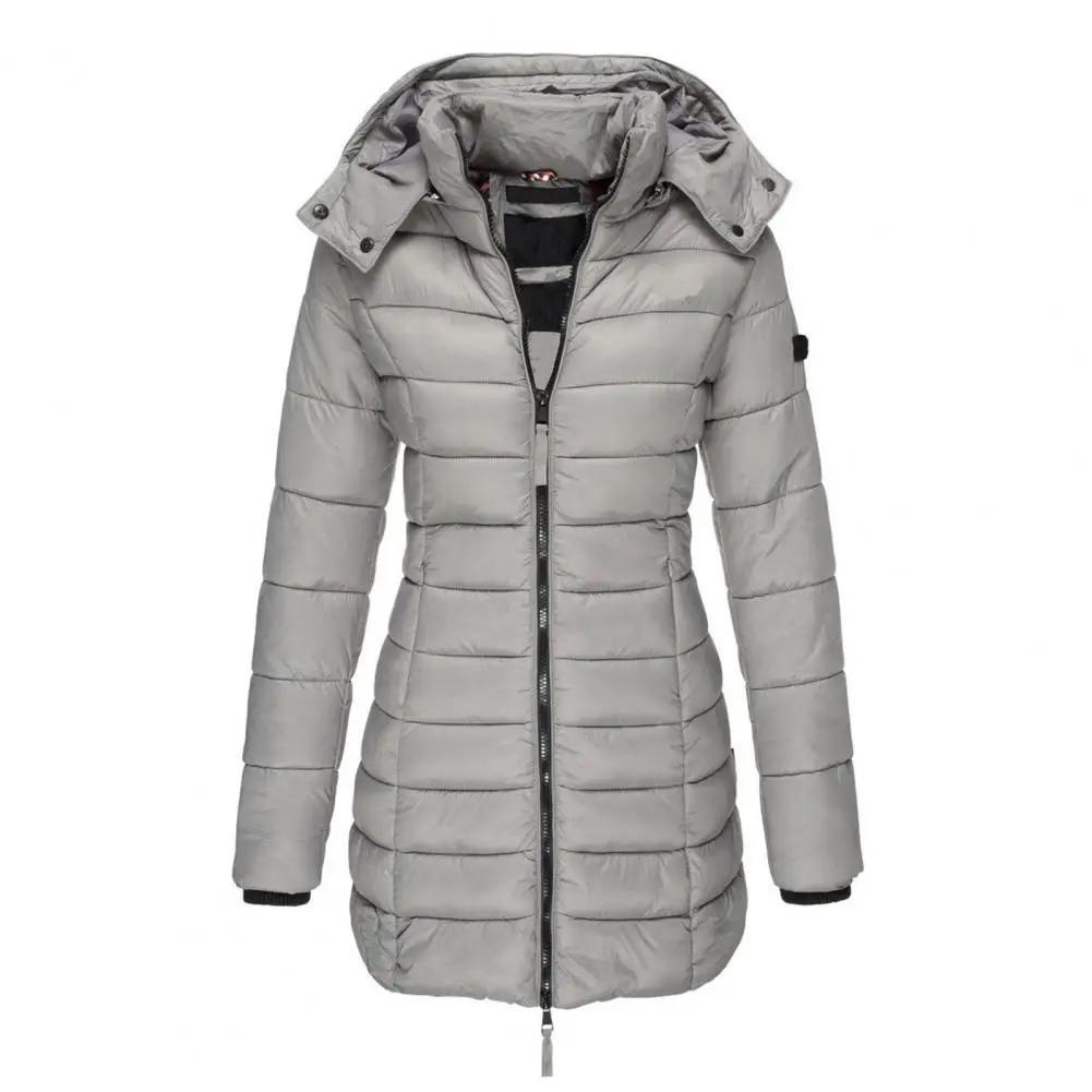 Manteau matelassé à capuche pour femme, veste en coton, manches côtelées, parkas rembourrées, style coréen, chaud, hiver