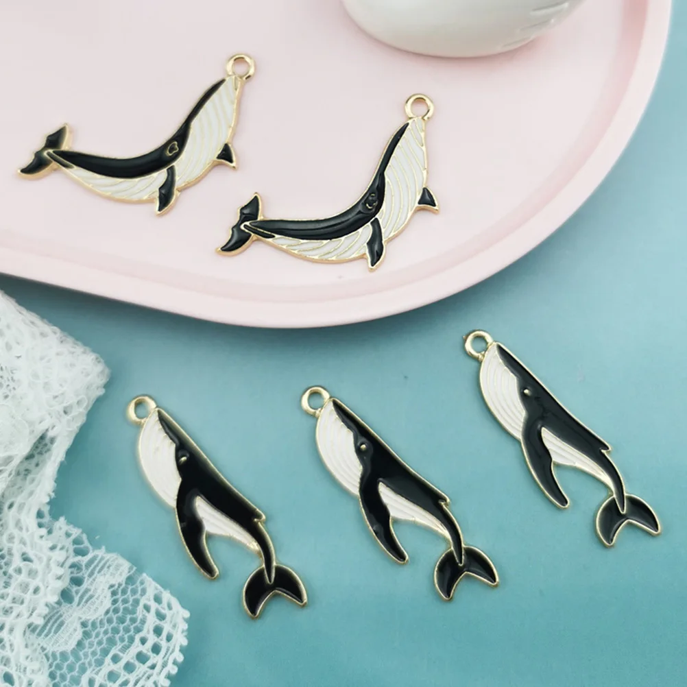 

10 Pcs Whale Keychain Charm Pendant Pendants Hanging Hole Alloy Charms DIY Creative Ring Hangings
