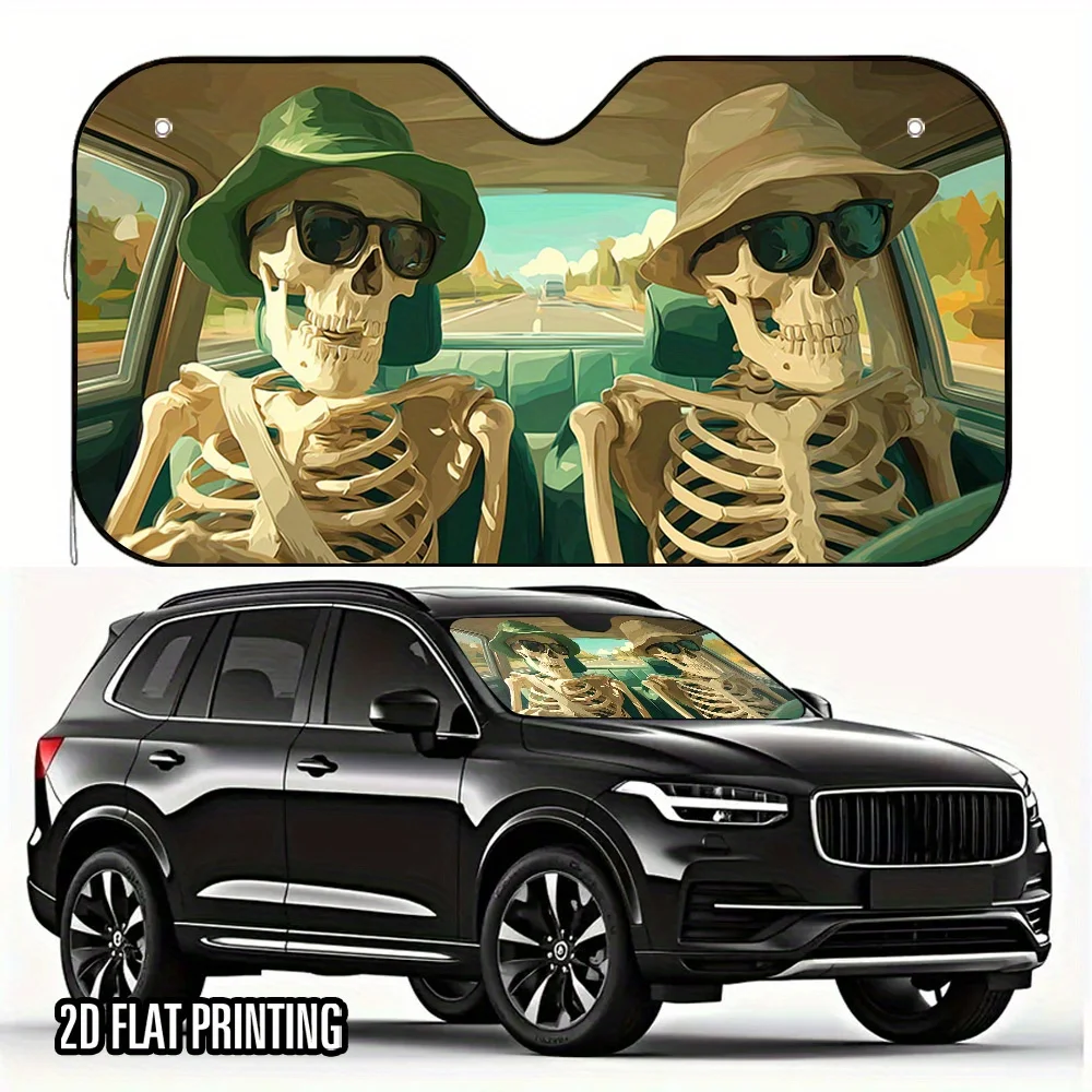 

1 шт. 2D плоские скелеты с принтом на лобовое стекло автомобиля солнцезащитный козырек – прохладное и стильное, универсальное, подходит для переднего окна