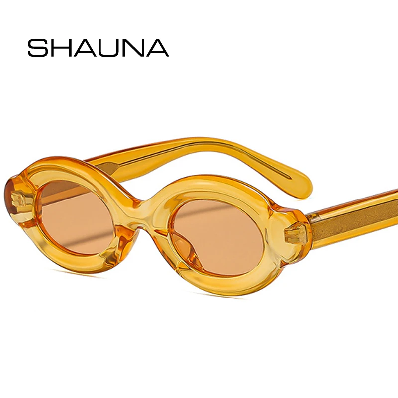 SHAUNA Retro Oval Punk Damen Herren Polarisierte Sonnenbrille Shades UV400