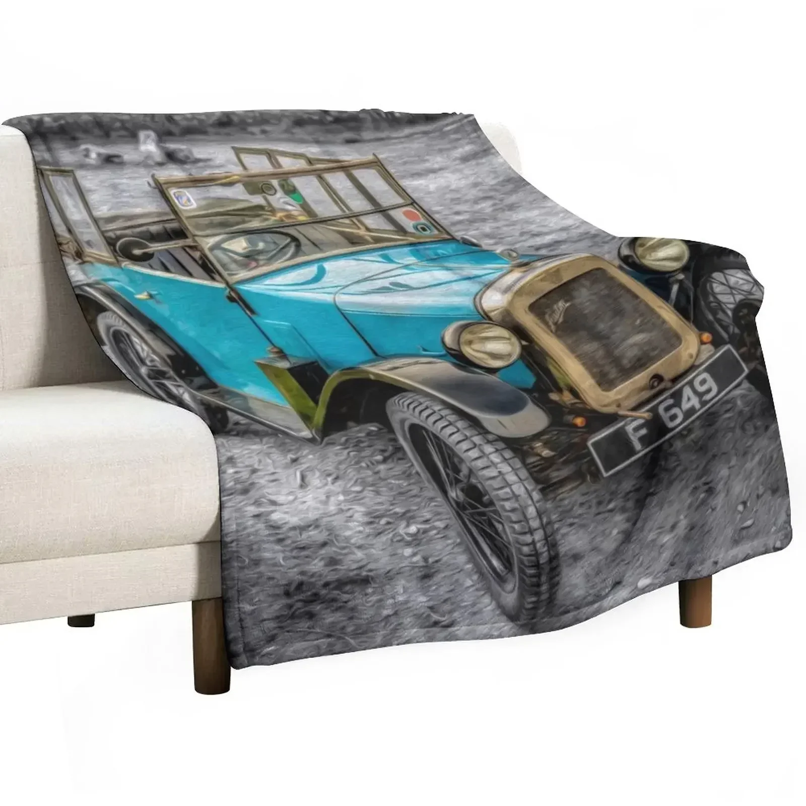 Austin 7 Vintage Car Art Throw Blanket decorative Sofa Camping For Decorative Sofa Blankets