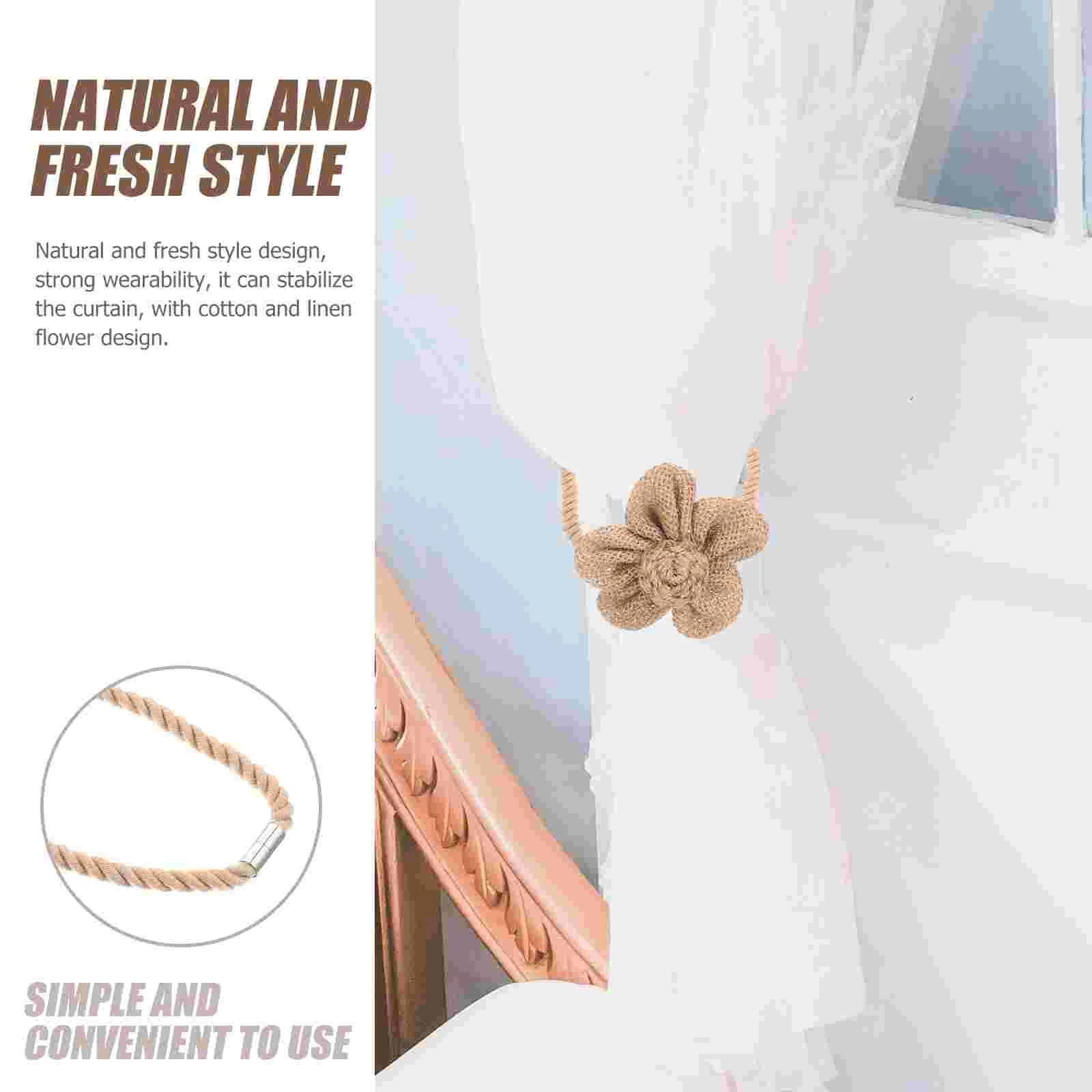 2 Pcs Window Coverings Curtain Magnetic Straps Holders Rope 415X73CM Tiebacks Coffee Curtains Holdback Buckle