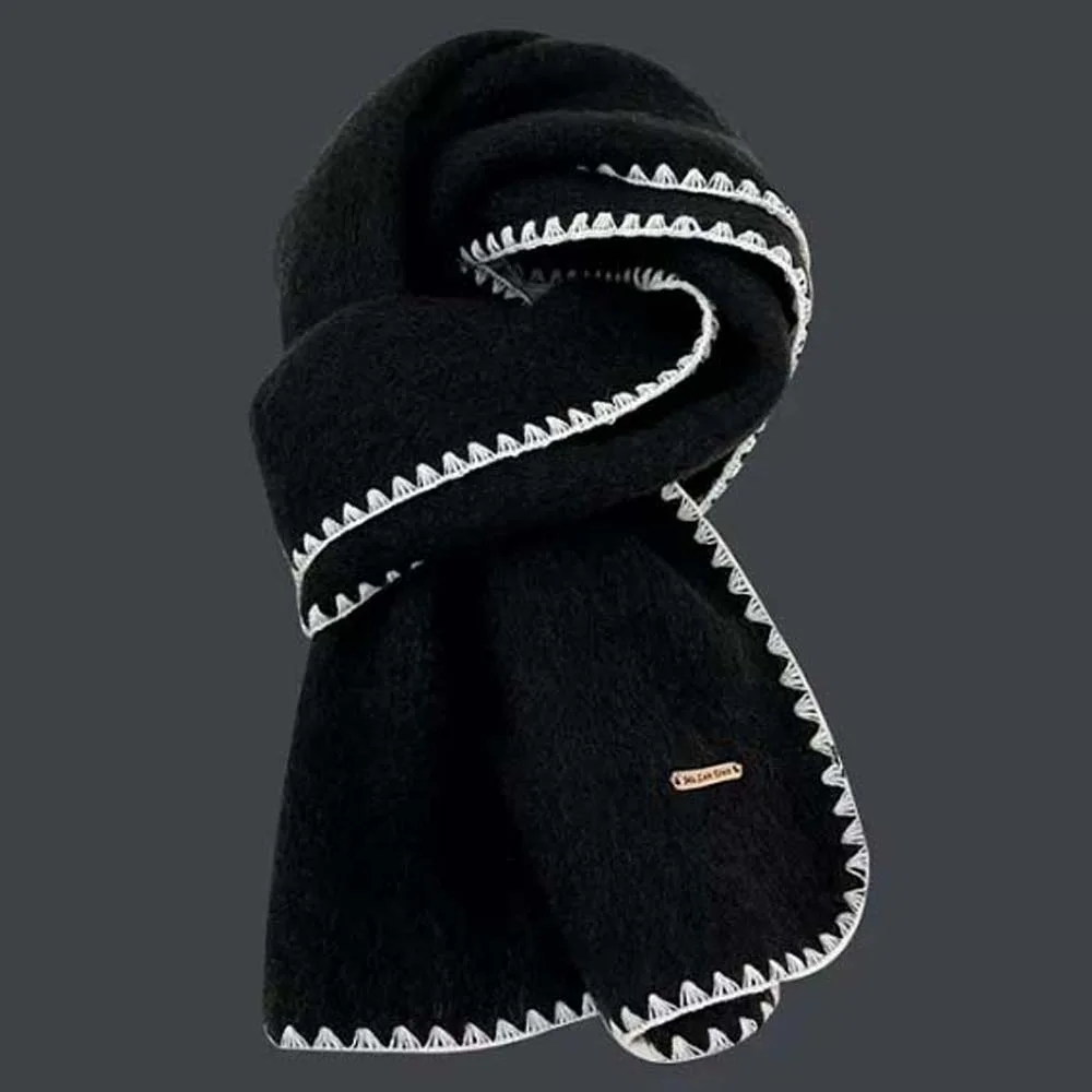 

Shawl Polyester Lock Edge Winter Scarf Soft Classic Long Thickened Neckscarf French Style Solid Color Women Warmer Scarf Men