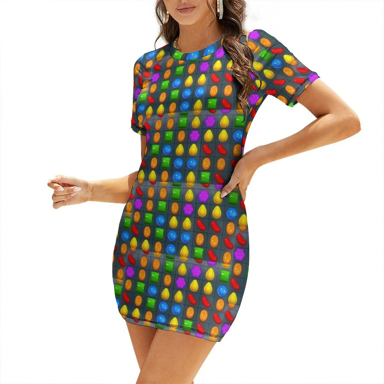 

2022 All New candy crush Short-Sleeved Dress evening dress Dresses gala Woman dresses Summer skirt Dress
