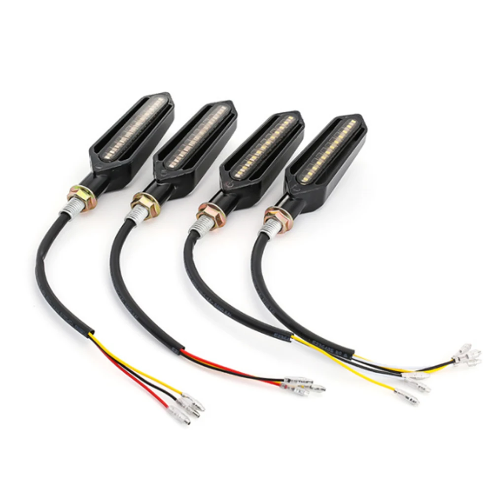 4PCS 24LED Turn Signals Tail Light Motorcycle LED Flowing Water Flashing Blinker Brake/Running Light DRL Flasher Lamp