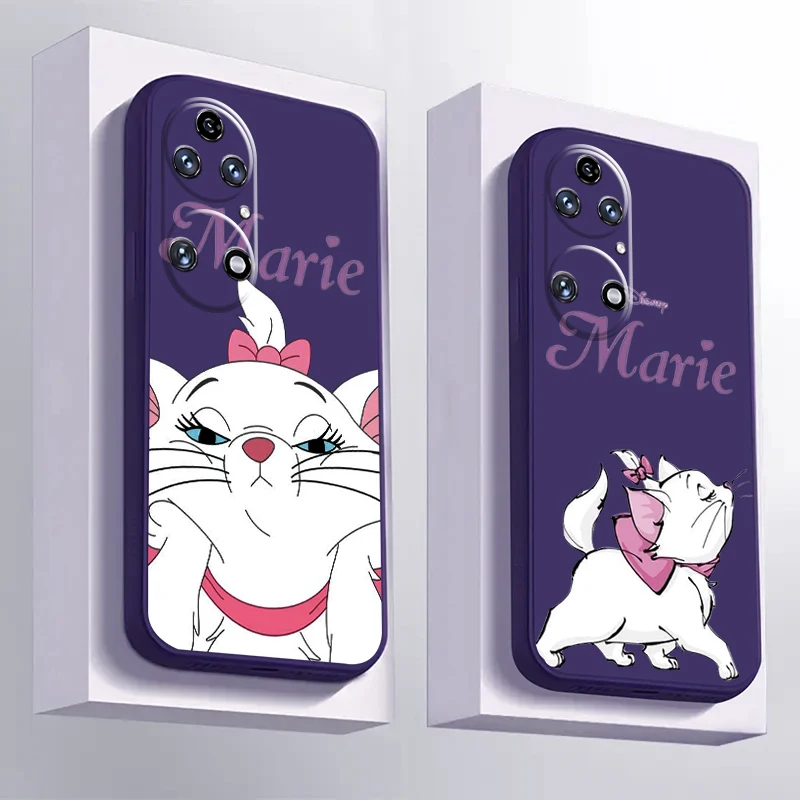 Disney Marie Cat Cartoon Phone Case For Huawei P50 P50E P40 P30 P20 PRO LITE 5G P Smart Z S 2021 Liquid Silicone Shell