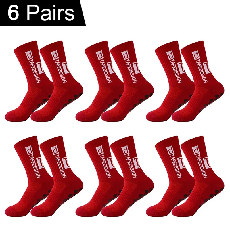 6 أزواج من جوارب كرة القدم غير القابلة للانزلاق مع وسادات قبضة جوارب رياضية خارجية قابلة للتنفس لكرة القدم والرجبي وكرة السلة والجري
