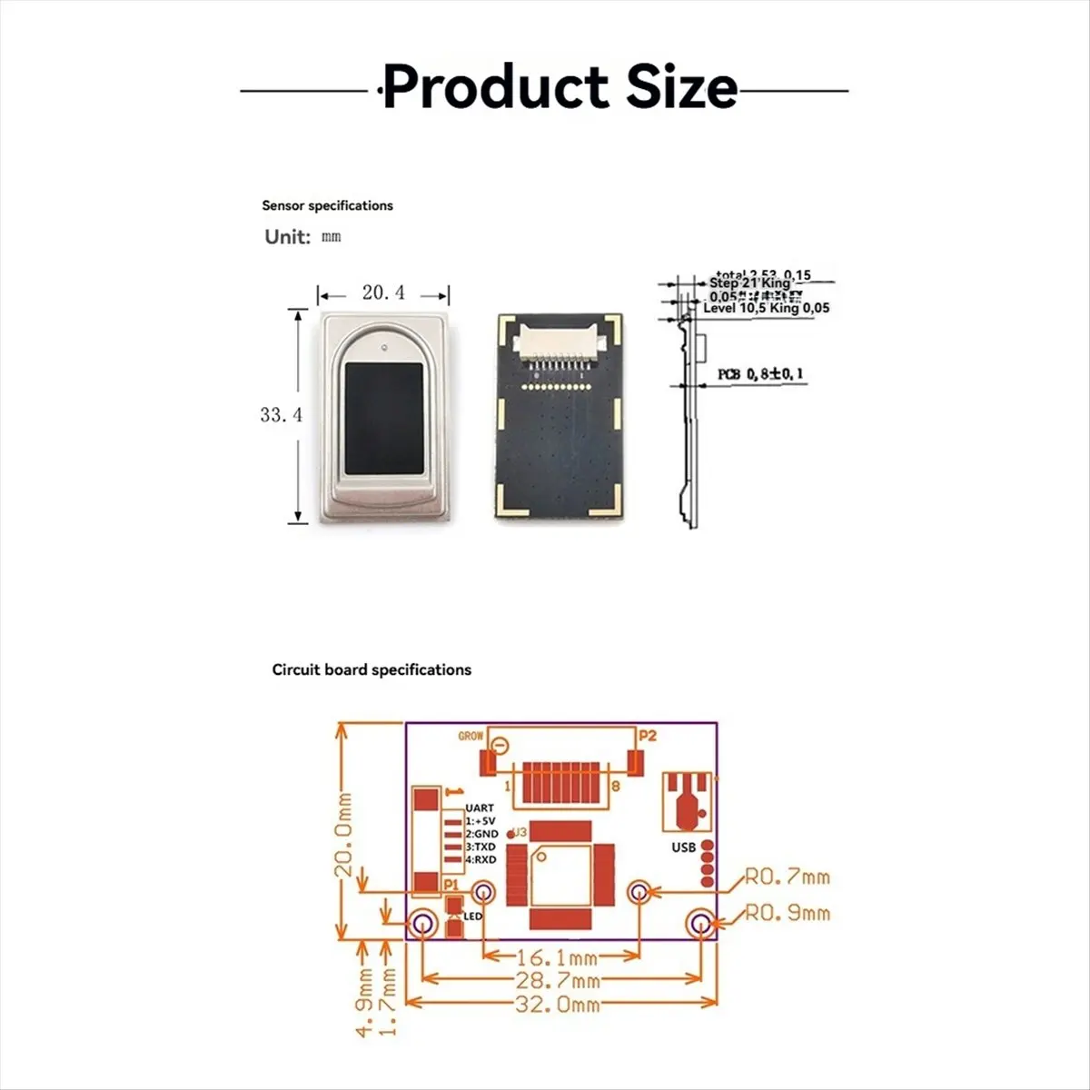 2026 جديد + R304A USB TTL اتصال مزدوج Cnterface بكسل وحدة بصمات الأصابع قارئ الماسح الضوئي SDK مجاني بسعة 1000 #3