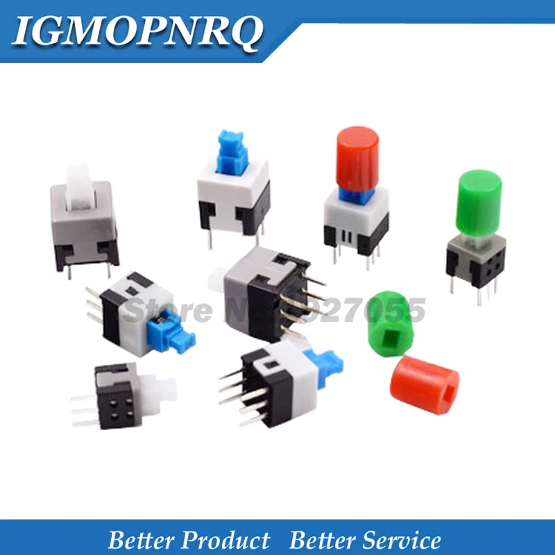 10Pcs Non-Self-Locking Switch / Self-Locking Switch 5.8*5.8 7*7 8*8 8.5X8.5MM Key Switch Cap Switch