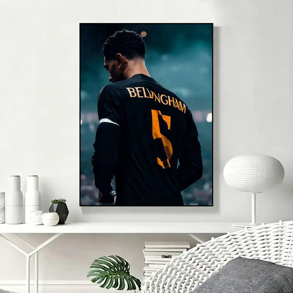 Football J-Jude B-Bellinghams   Poster Waterproof Wall Art Sticker For Bar Living Room Vintage Decor High Quality Print Gift