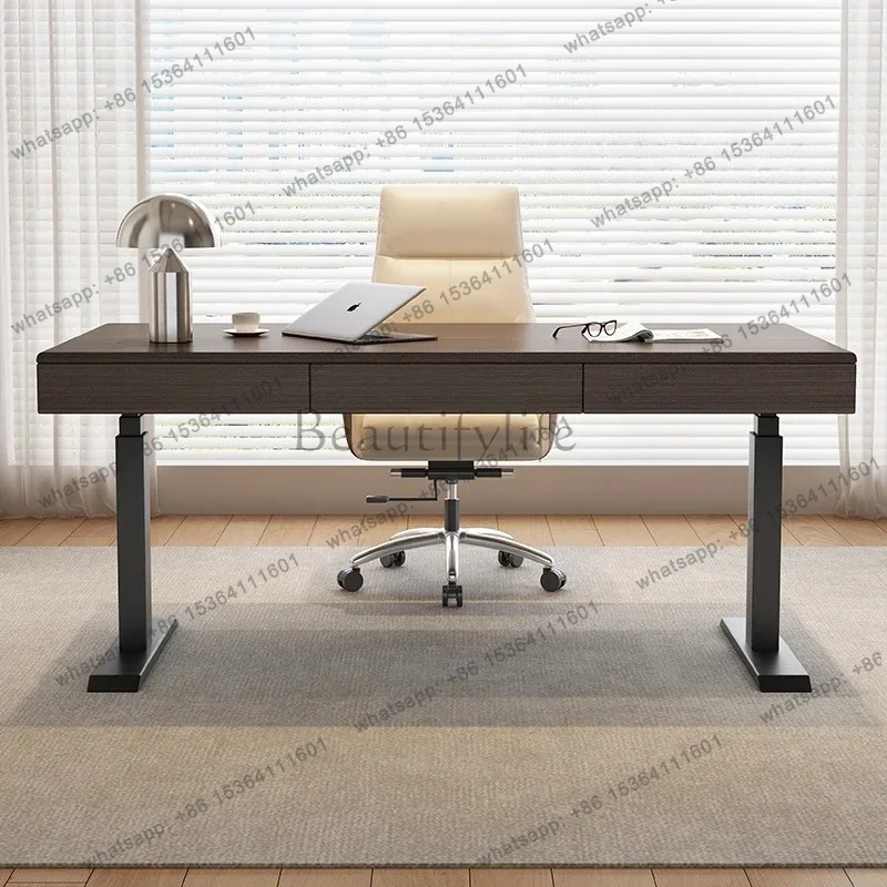 zj. Italian Minimalist Intelligent Electric Lifting Desk Modern High-end Solid Wood Desk