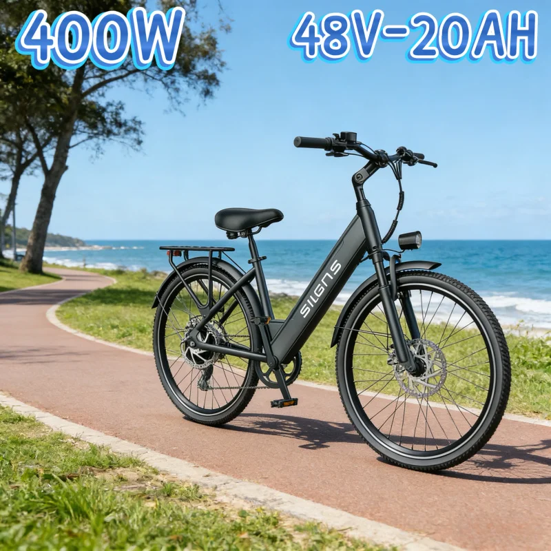 

26-inch electric bike 400W 48V 20AH battery high carbon steel frame adult ebike, front and rear disc brake electric bicycle