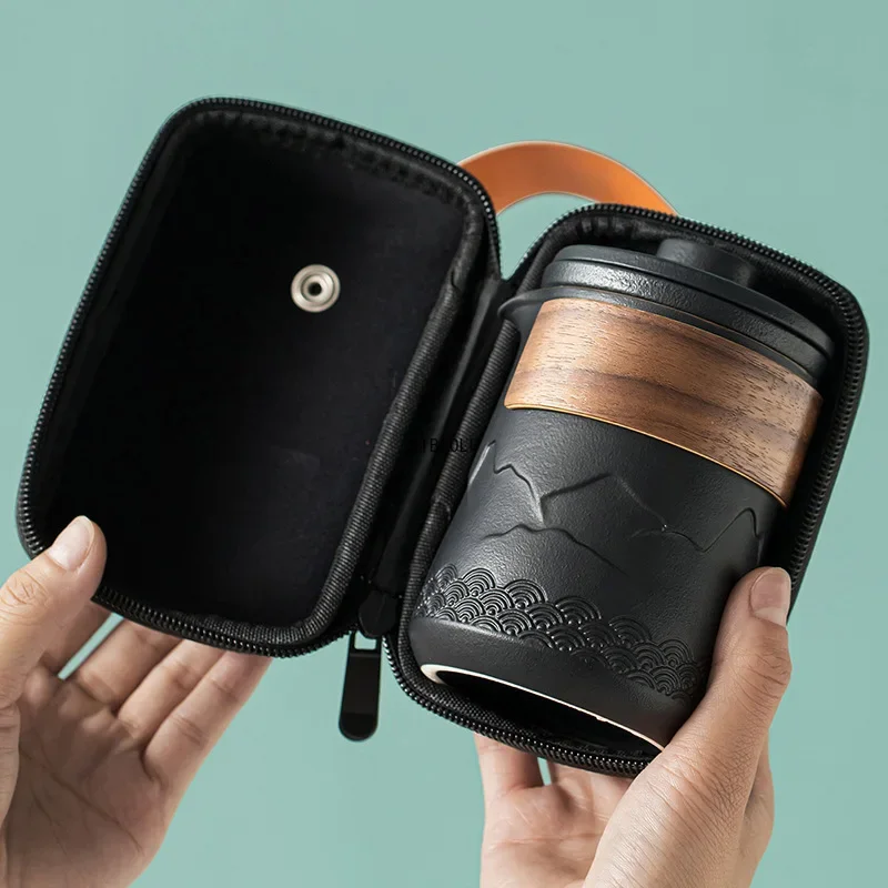 

Ke Cup Travel Tea Set Carrying Bag Kung Fu Single One Pot Four Outdoor Teapot Small