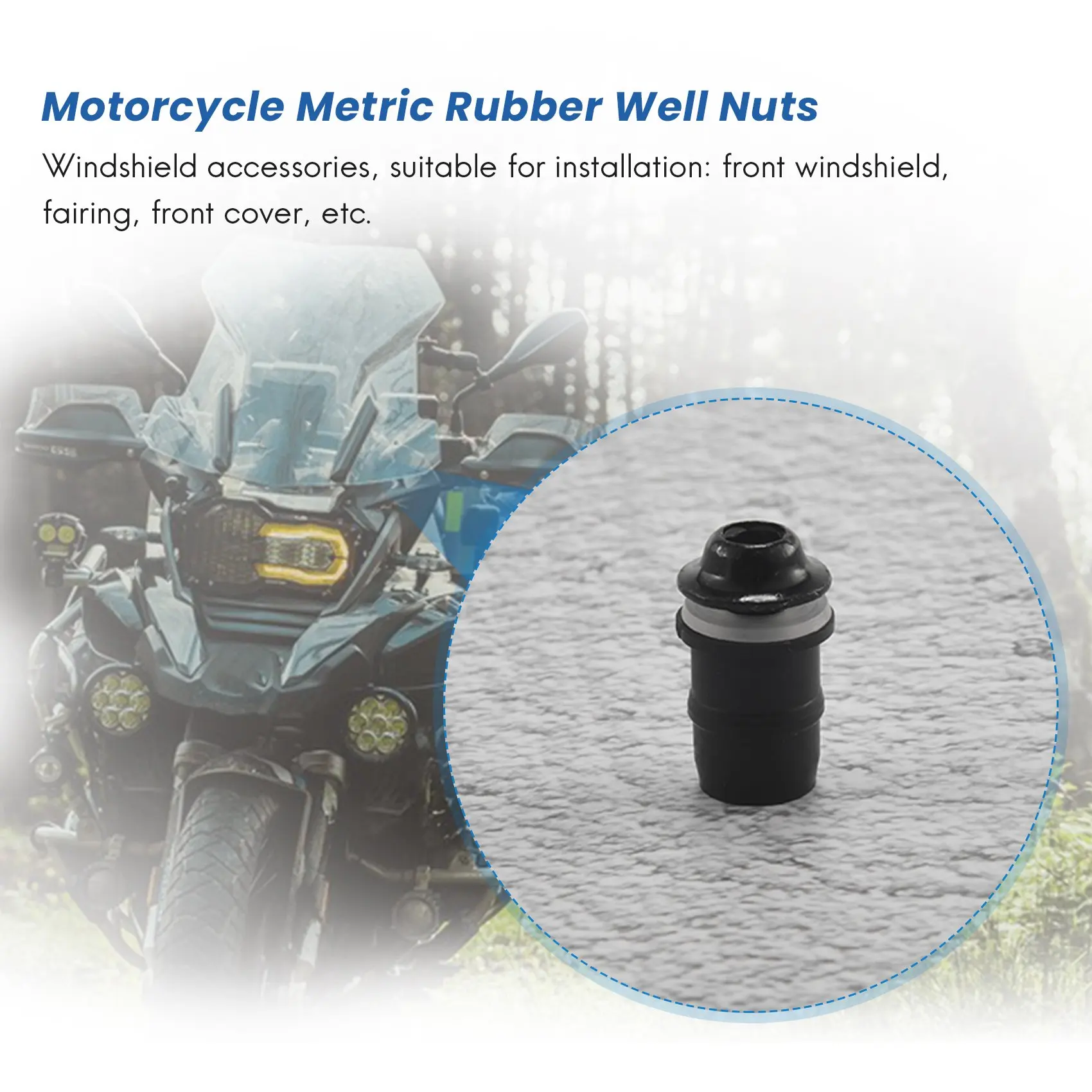 Super Sale 10Pcs/Set M5 Bolts Motorcycle Metric Rubber Well Nuts Windscreen Fairing Cowl Universal for Windshield Accessories