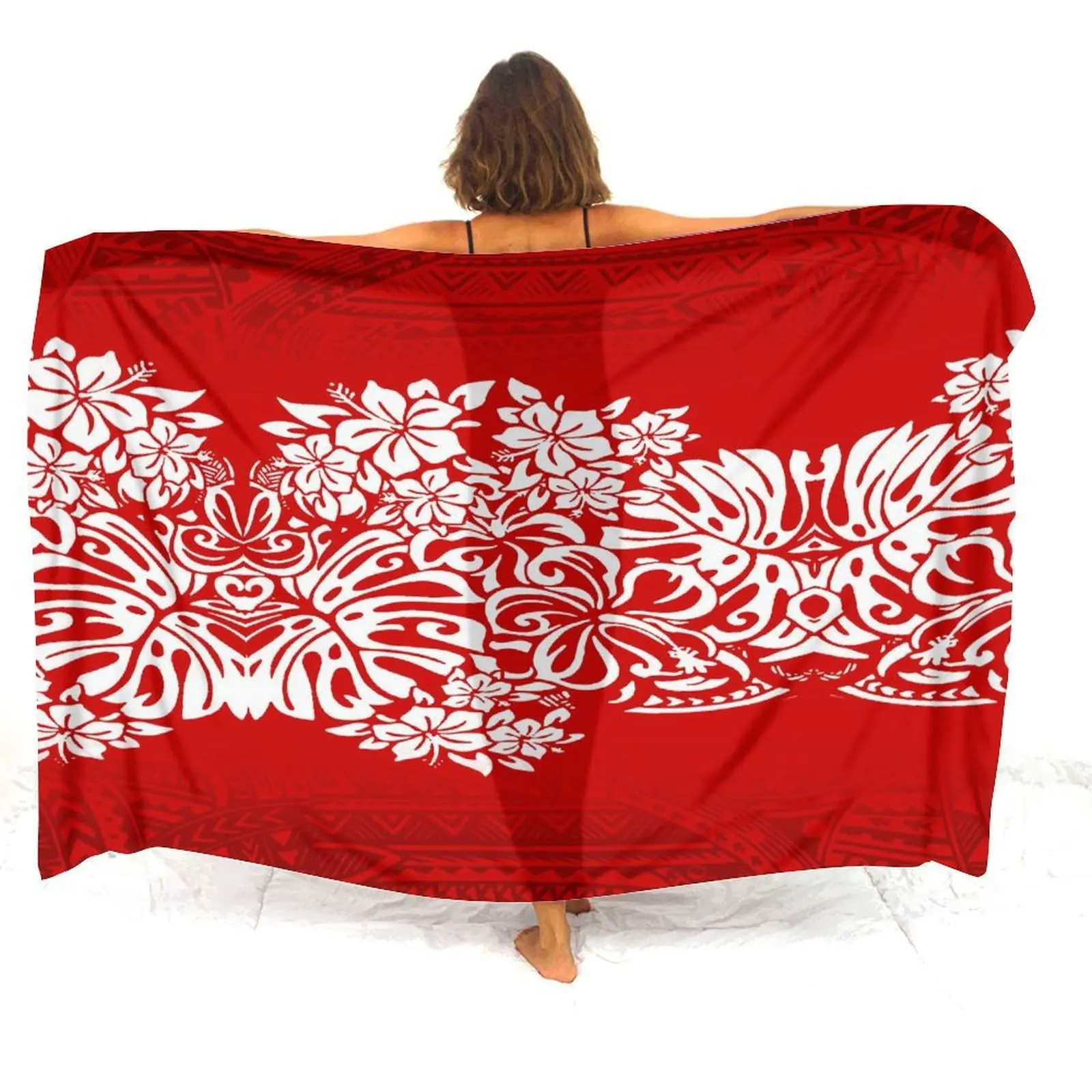 

Летний легкий саронг с полинезийским принтом, настраиваемый саронг-шарф, ветрозащитный платок