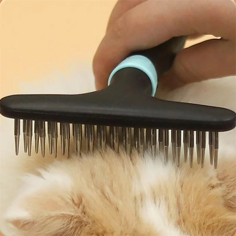 Pet Dog Cat toelettatura professionale capelli lunghi rastrello di pelliccia spazzola antistatica pettine strumento sottogola rastrello pettine