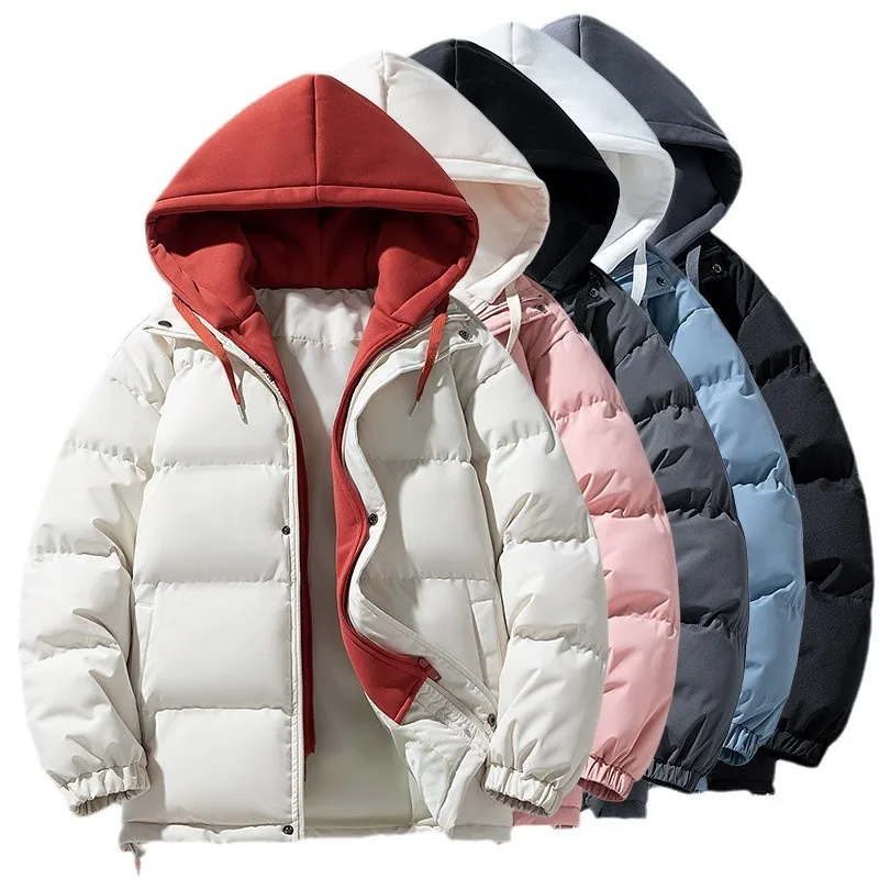 

Хлопковая одежда, утепленная хлопковая куртка с капюшоном, пара искусственных двухсекционных верхних одежды, мужская зимняя теплая куртка-пуховик, свободный повседневный стиль