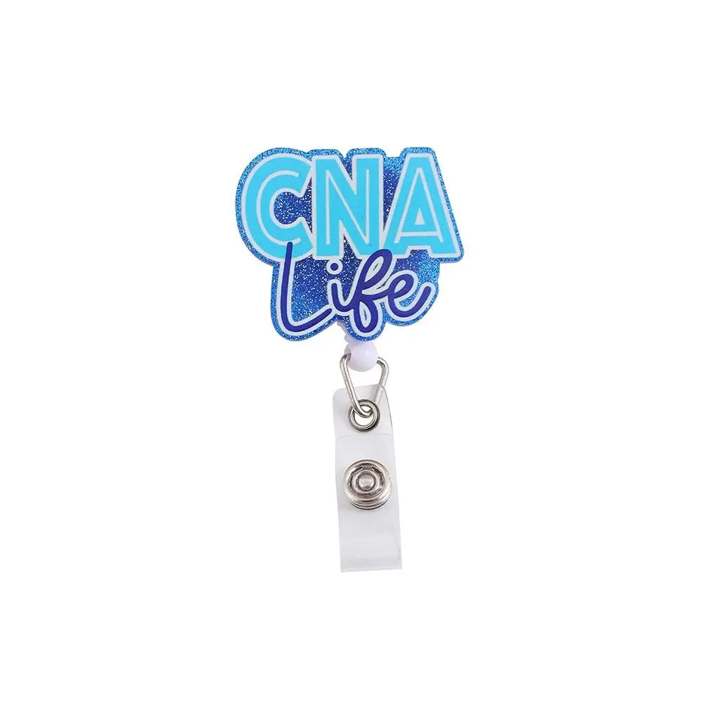 

360 Rotating Retractable Badge Reel Alligator Clip Simplicity Easy To Pull Buckle Glitter Acrylic Nurse ID Holder Doctor