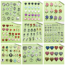 New Fashionable Valentine's Day Alloy Charms Rose Flower Heart Shape Pendants for DIY Valentine's Day Jewelry Making Gift