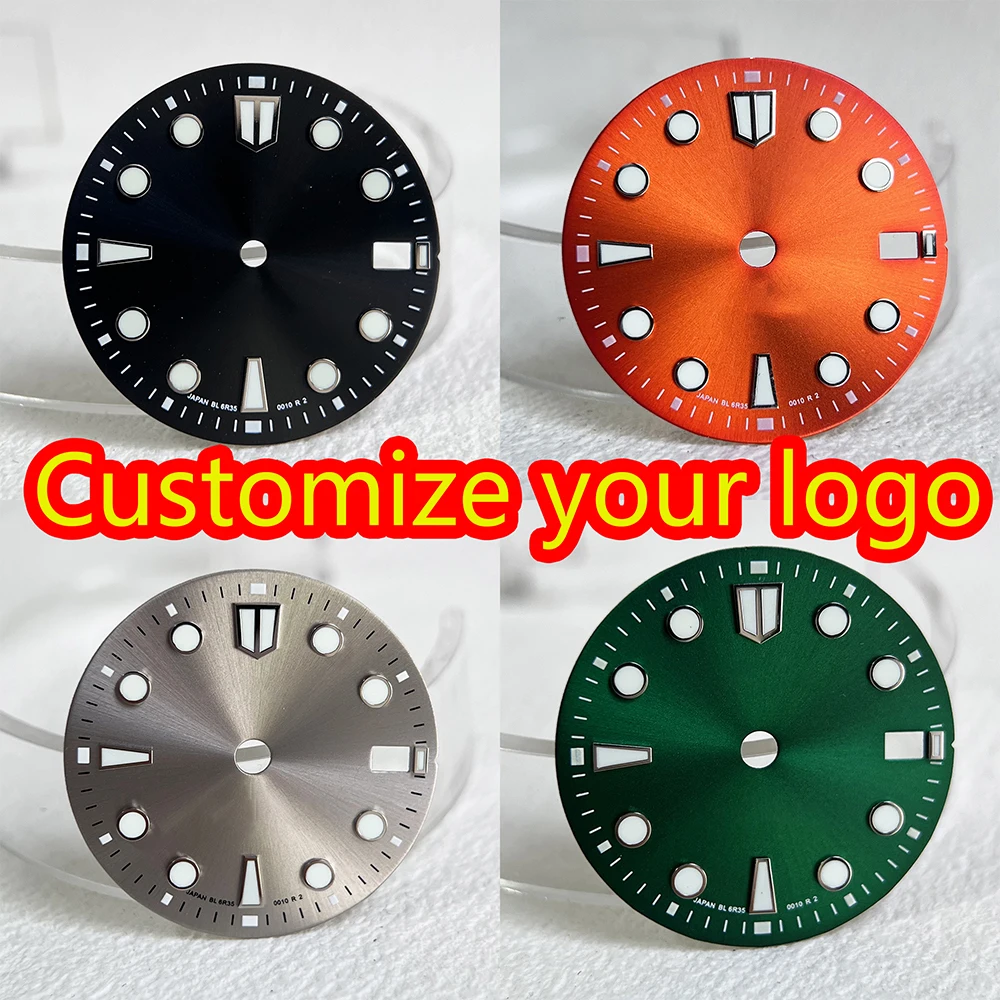 28.5mm Black Gray Green Orange Customized Logo Sterile Dial Green Luminous Dial Improved NH Dial 36 Dial Watch Upgrade Parts