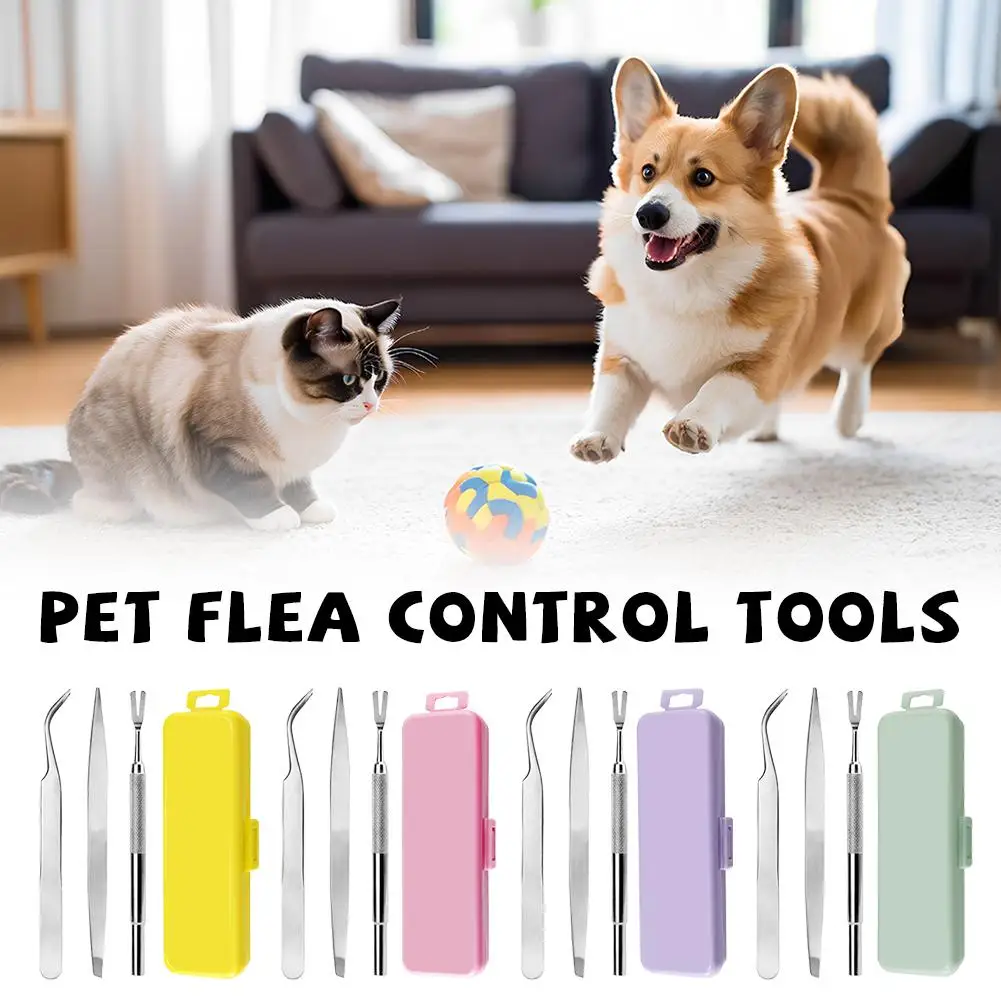1 Set tragbares Zecken- und Flohentfernungswerkzeug mit Gabel und Pinzette, professioneller Zeckenextraktor aus Edelstahl für Menschen, Hunde und Katzen – Detail 7