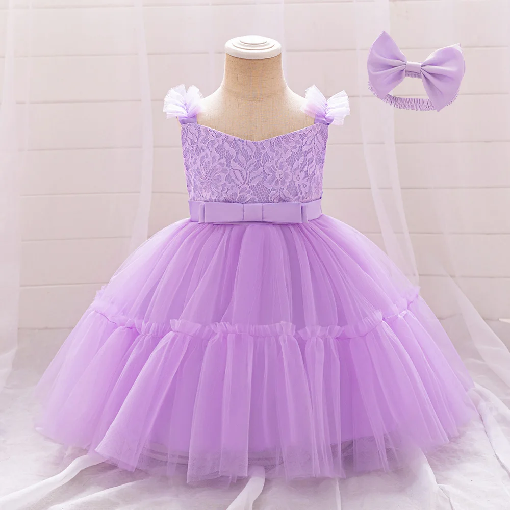 2pcs Baby Girl Lace Dresses Toddler Girls Birthday Party Dress Princess Tutu Gown For Infant Kids Summer Casual Clothes Costumes