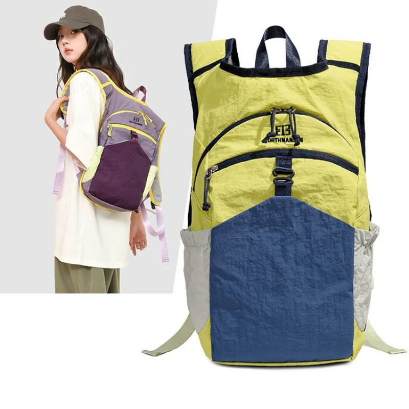 Colorful Nylon Patchwork Backpack Waterproof Wear-resistant Simple Versatile Girly Large Capacity Travel School Bag Storage Bag