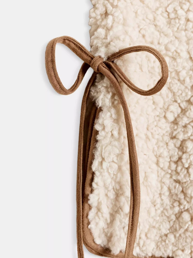 سترة مخملية مستديرة قابلة للتعديل من Ne Lamb 2025 شتاء جديد Sle Sweet Faion فضفاضة عقدة ديكور نسائي Faion #4