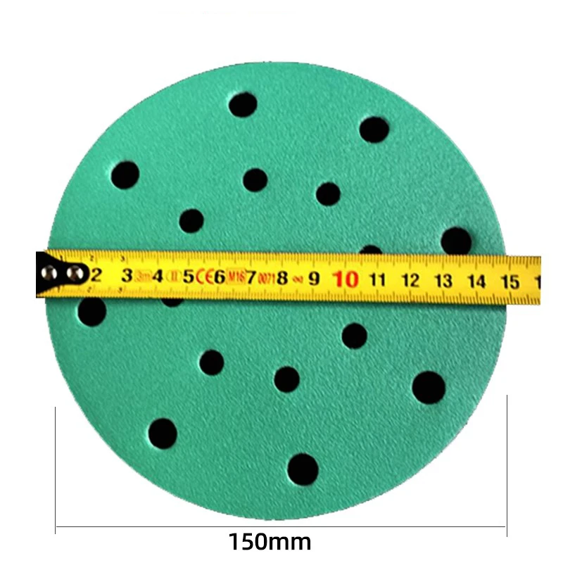 Green 100 sheets of 6 inch 17 hole sandpaper 150 mm round flocking 80-400 grit abrasive for Festool sander