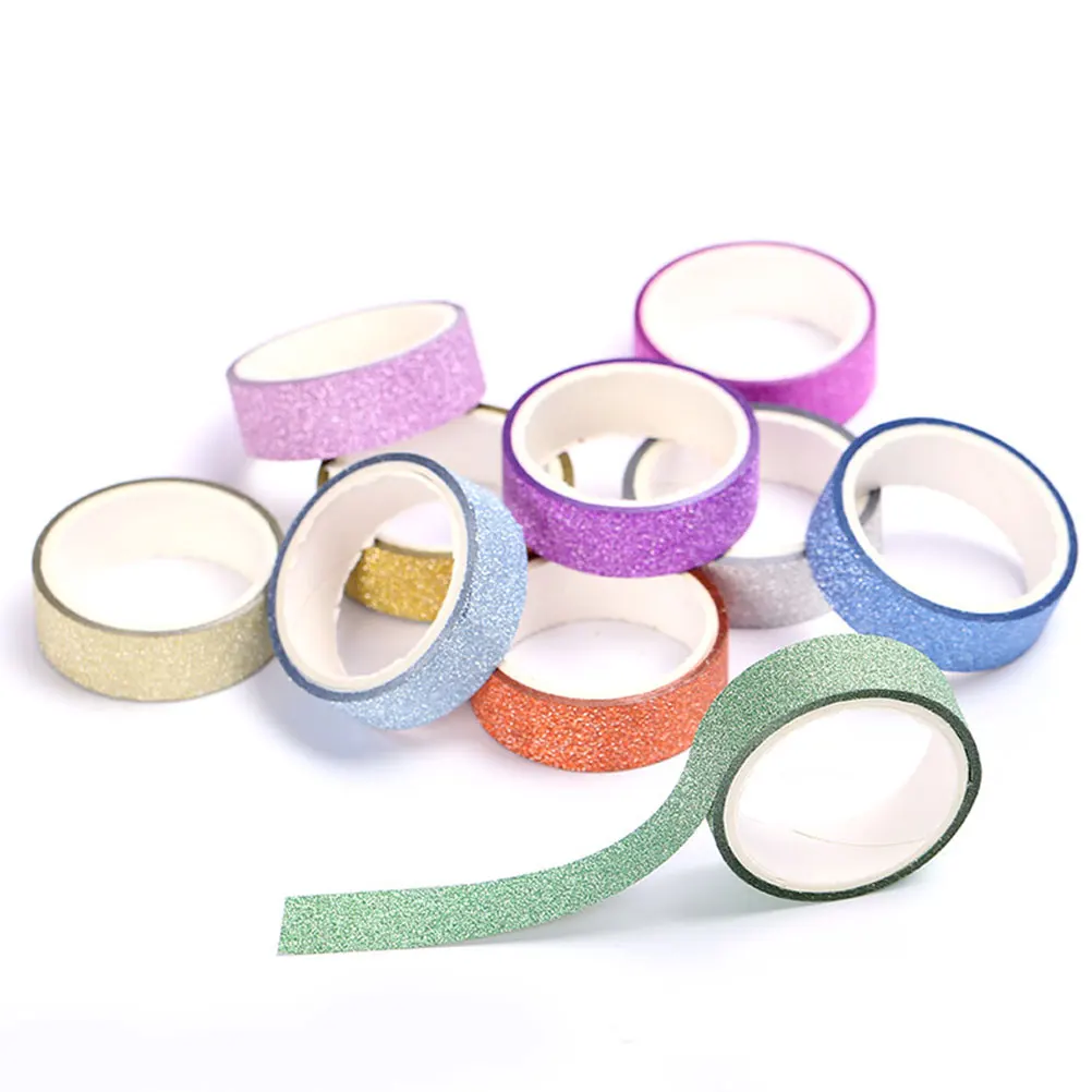 

10 Pcs Decorative Tape Colorful Adhesive Masking Sticker for Crafts Custom Gift Boxes Shiny Visually Expressive