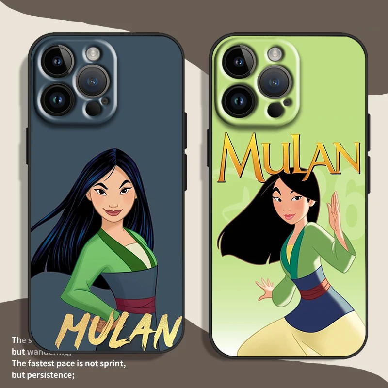 Disney Mulan Princess Cartoon For Apple iPhone 15 14 13 12 11 XS XR X Pro Max Plus Mini Soft Shockproof TPU Black Phone Case