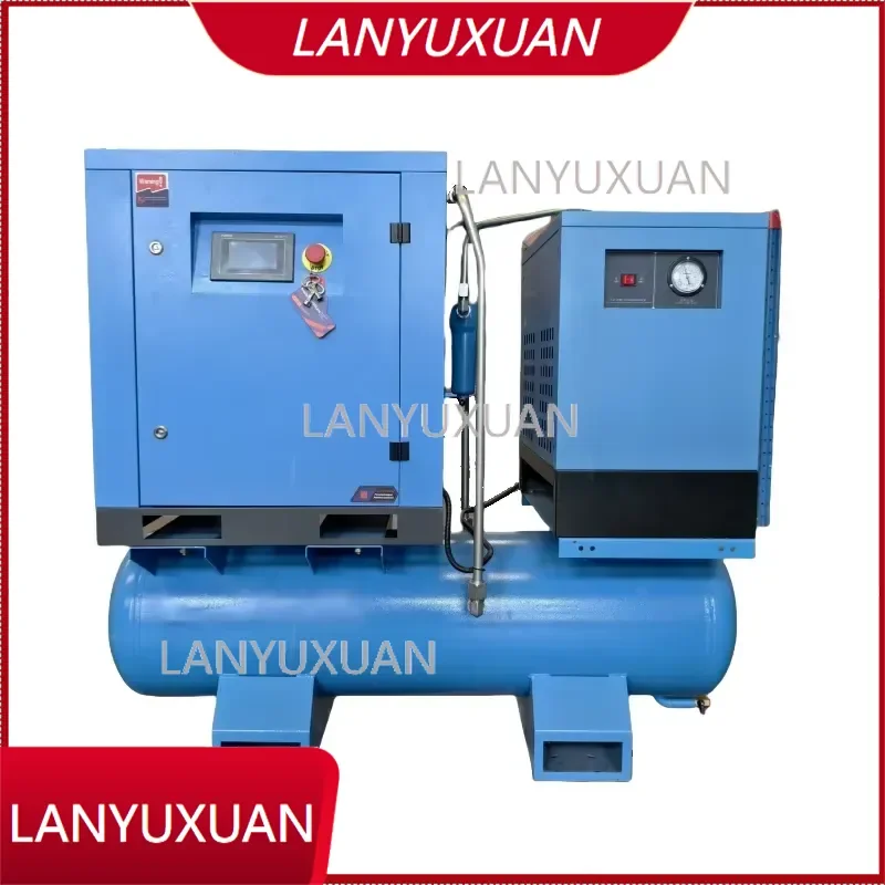 Source Factory Silent 7.5kw Industrial Variable Frequency Screw Compressor Air Pressured Lubricated with Engine and Air