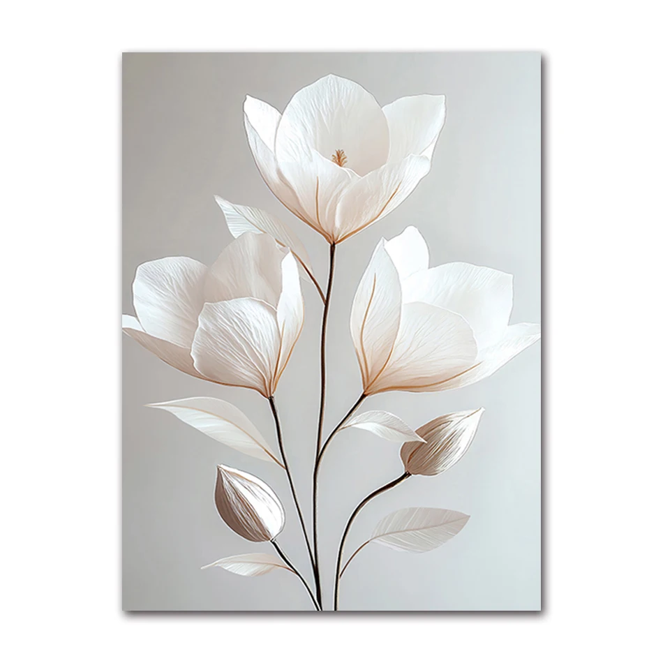 Frameless Nordic Beige Peony Flowers Canvas Painting Modern Floral Botanical Posters Aesthetic  --2026--