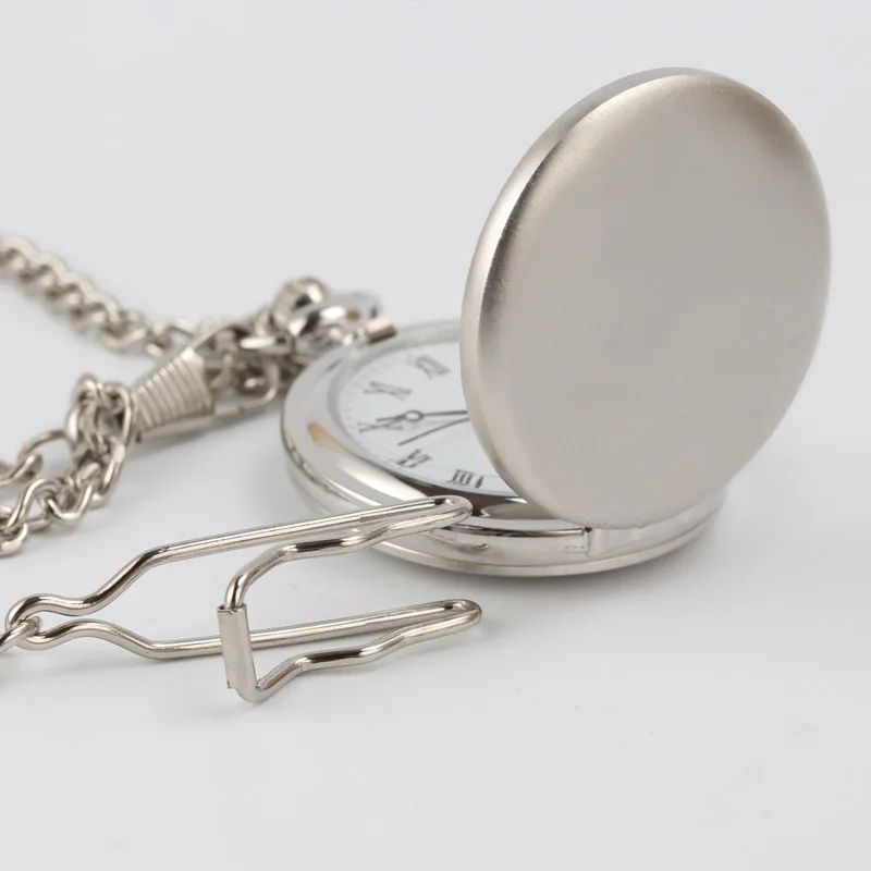 Винтажные Роскошные серебристые золотые черные простые кварцевые карманные часы для мужчин простой стиль Цепочка-брелок часы для коллекции ожерелье часы