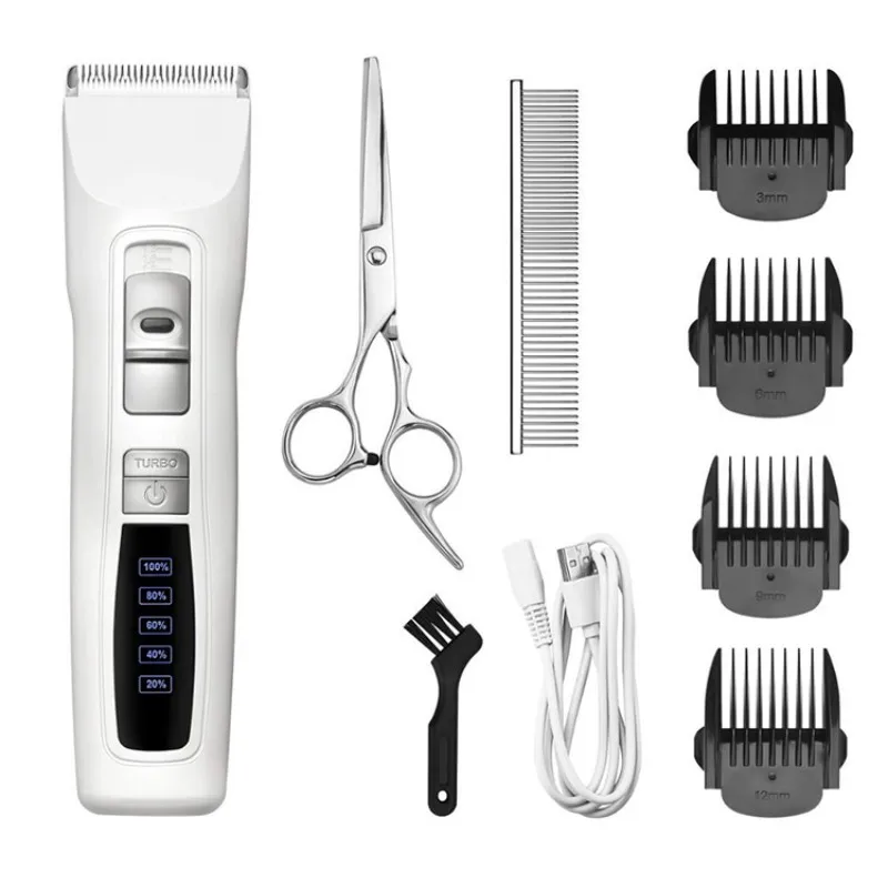 

Professional 2 Speed Cool ABS Plastic Ceramic Blade Rechargeable Pet Dog Cat Shaver Hair Clippers Trimmer Set