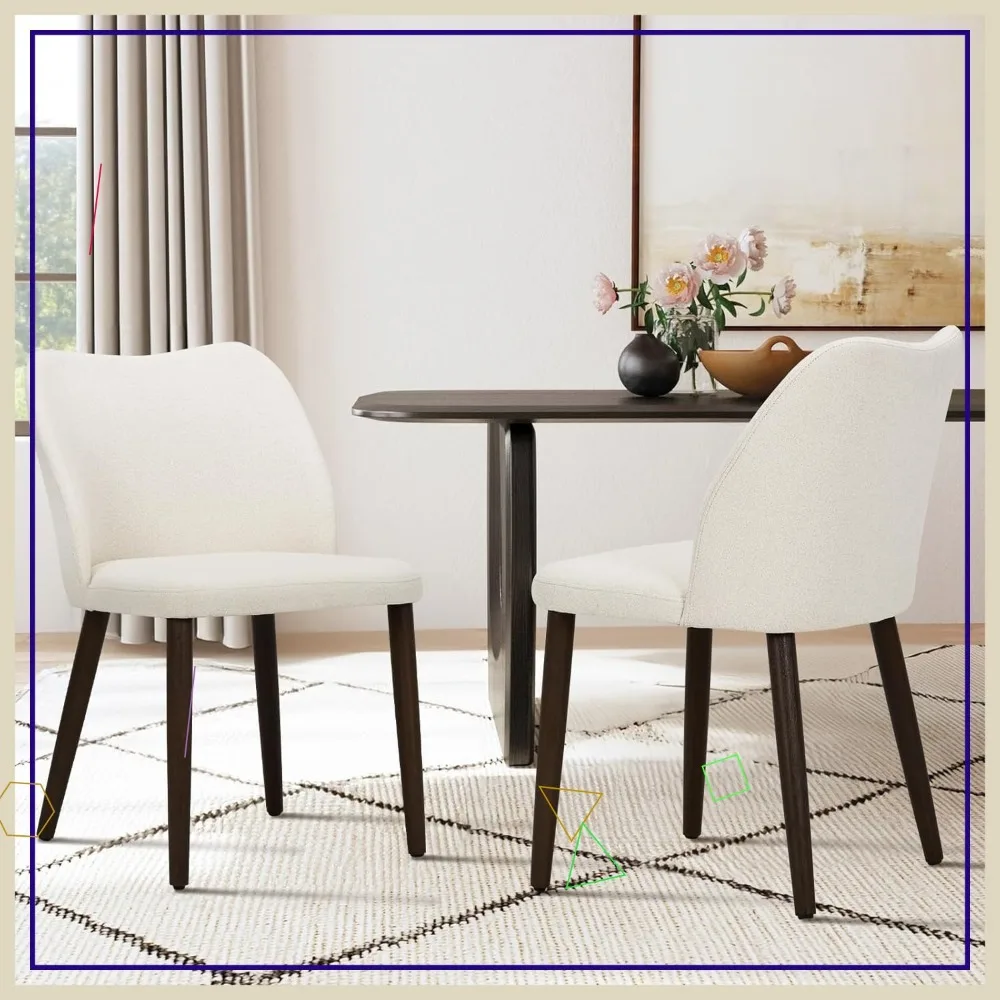 

Набор современных тканевых обеденных стульев из 2 шт., мягкое сиденье с деревянными ножками для кухни, ресторана, кафе, бежевого цвета