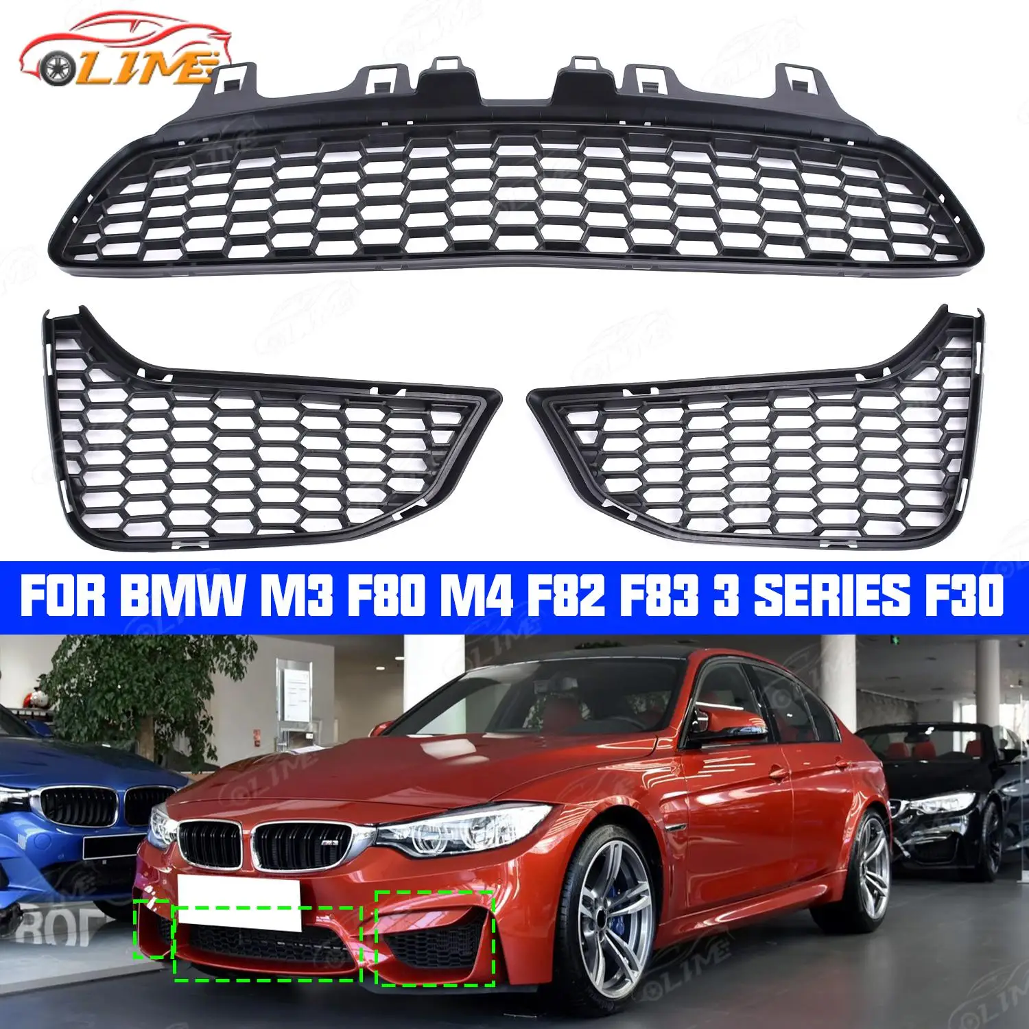 

Перегородка противотуманной фары автомобиля подходит для BMW M3 F80 M4 F82 F83 3 серии F30 51118054302 51118054301 51118054294
