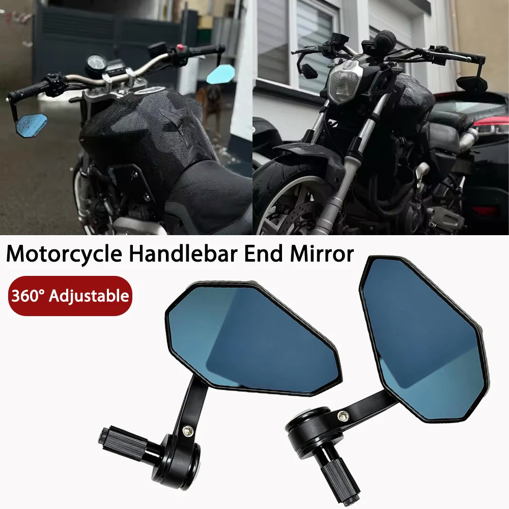 2pcs Motorcycle Handlebar End Side Mirrors Aluminum Alloy 7/8inch Universal Rearview Mirrors For DUKE250 DUKE390 MT03 CB650R