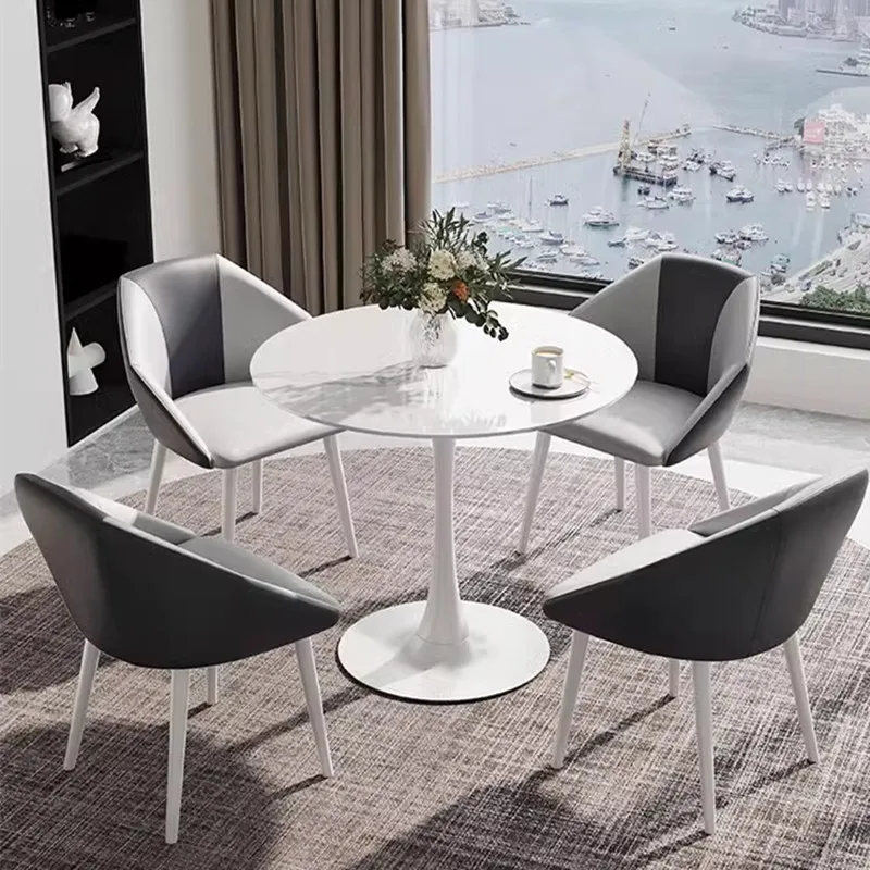 Fashioin Tulip Leisure Coffee Table White Black Round Dinning Desk For Home Office Room Ornament