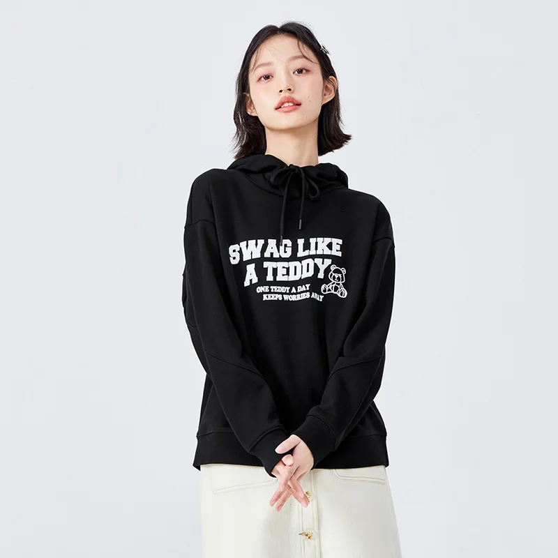 Semir Sweatshirt Women Letter Hoodie Casual Versatile Trend 2023 Spring Loose Print Bottom Hoodie Personalized Fashion