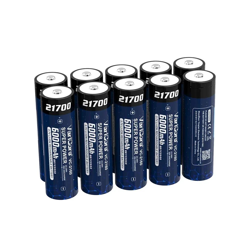 21700 6000mAh 3.7V Li-ion Rechargeable Battery Cell for Flashlight Headphones Camera Microphone Power Use