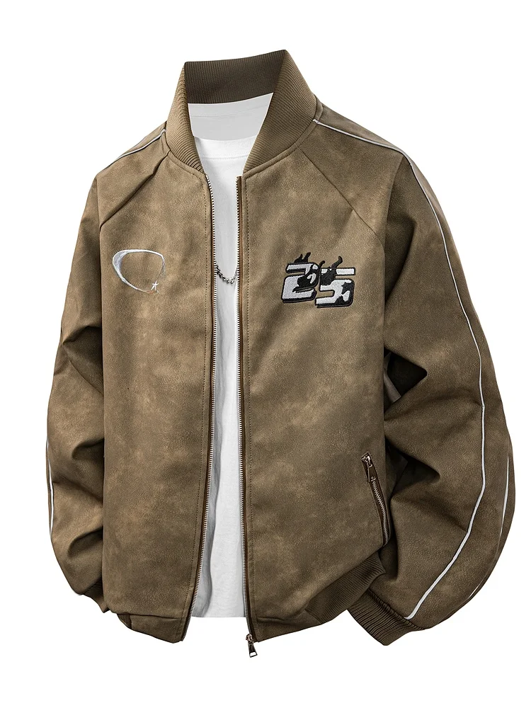 

Мужская куртка из искусственной кожи с бейсбольным воротником, весенне-осенняя, для активного отдыха, свободного кроя, рабочая одежда, модная, универсальная, трендовая