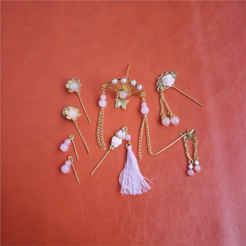2026 New Creative Chinese 30cm Doll Headwear Set Simple Ancient Style Doll Hairpin Headpiece Doll Accessories For Kids GiftLJ325